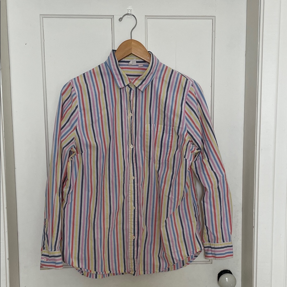 GAP Women’s Rainbow Striped Button Down Shirt